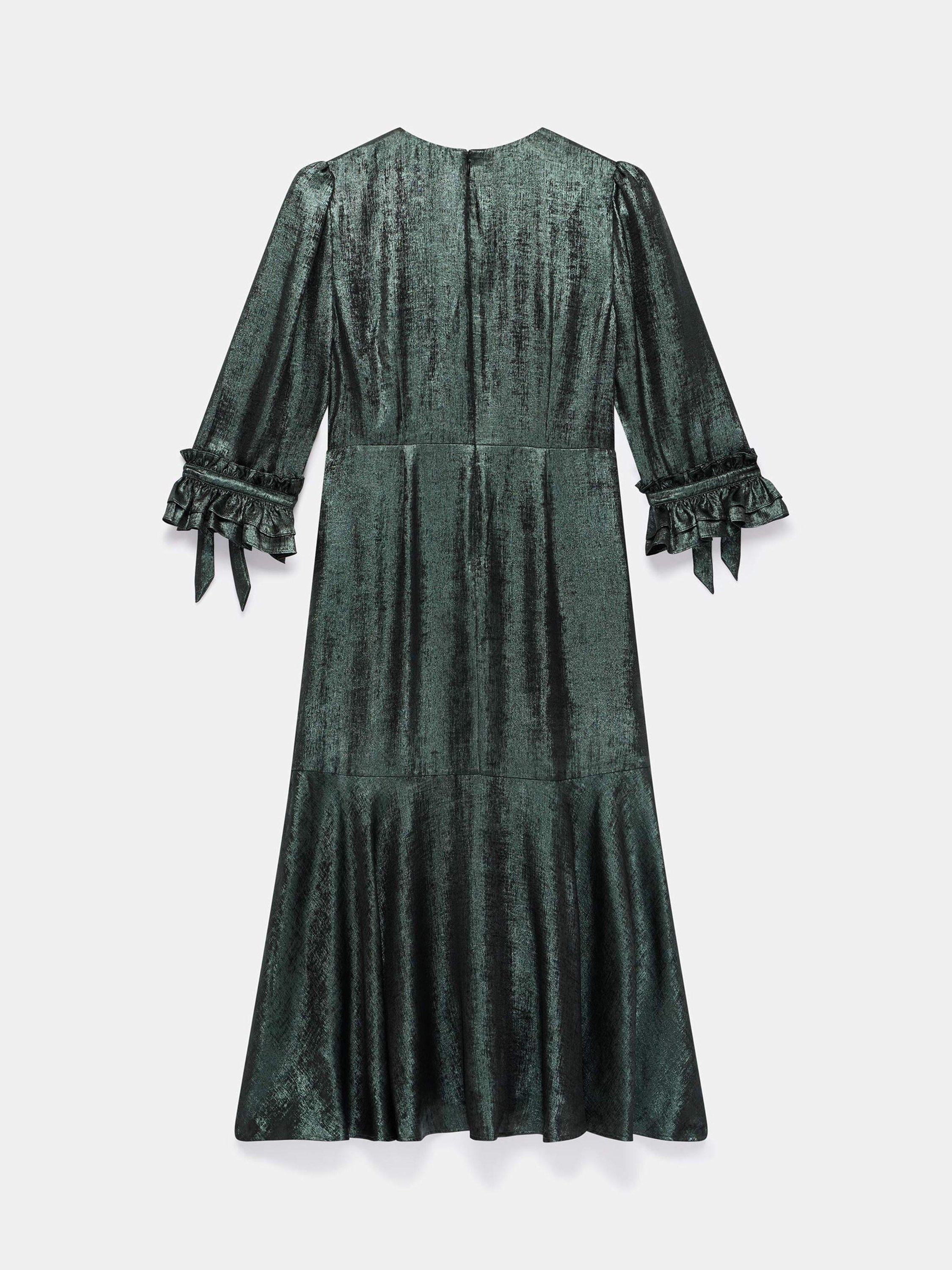 Mint Velvet Metallic Tiered Midi Dress, Green