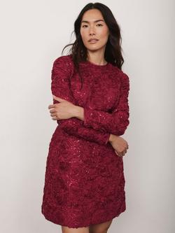 Mint Velvet Sequin Lace Mini Dress - view 2, Red