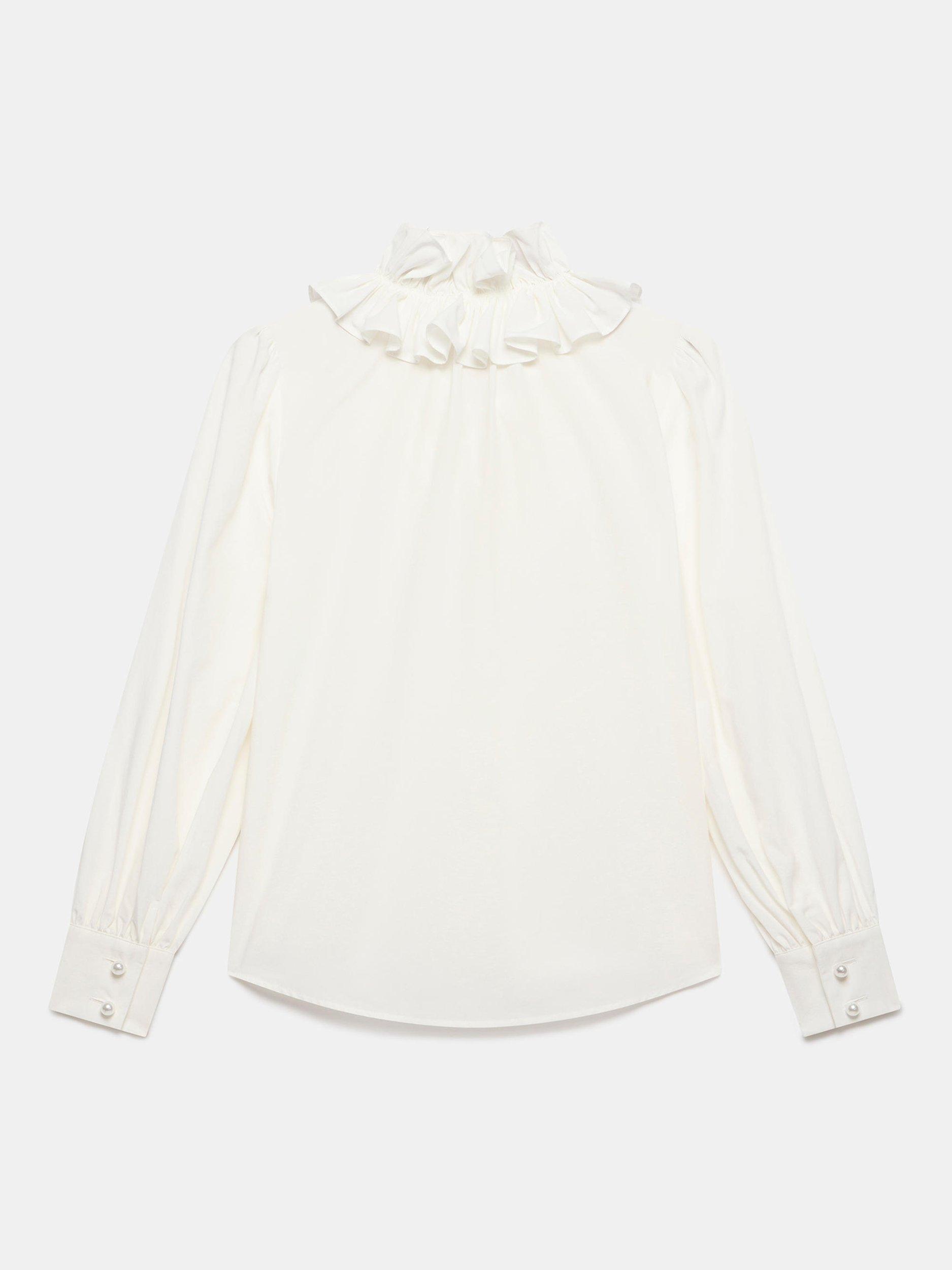 Product image 7 of 8, which shows Mint Velvet Ruffle Collar Blouse, White Ivory, XL