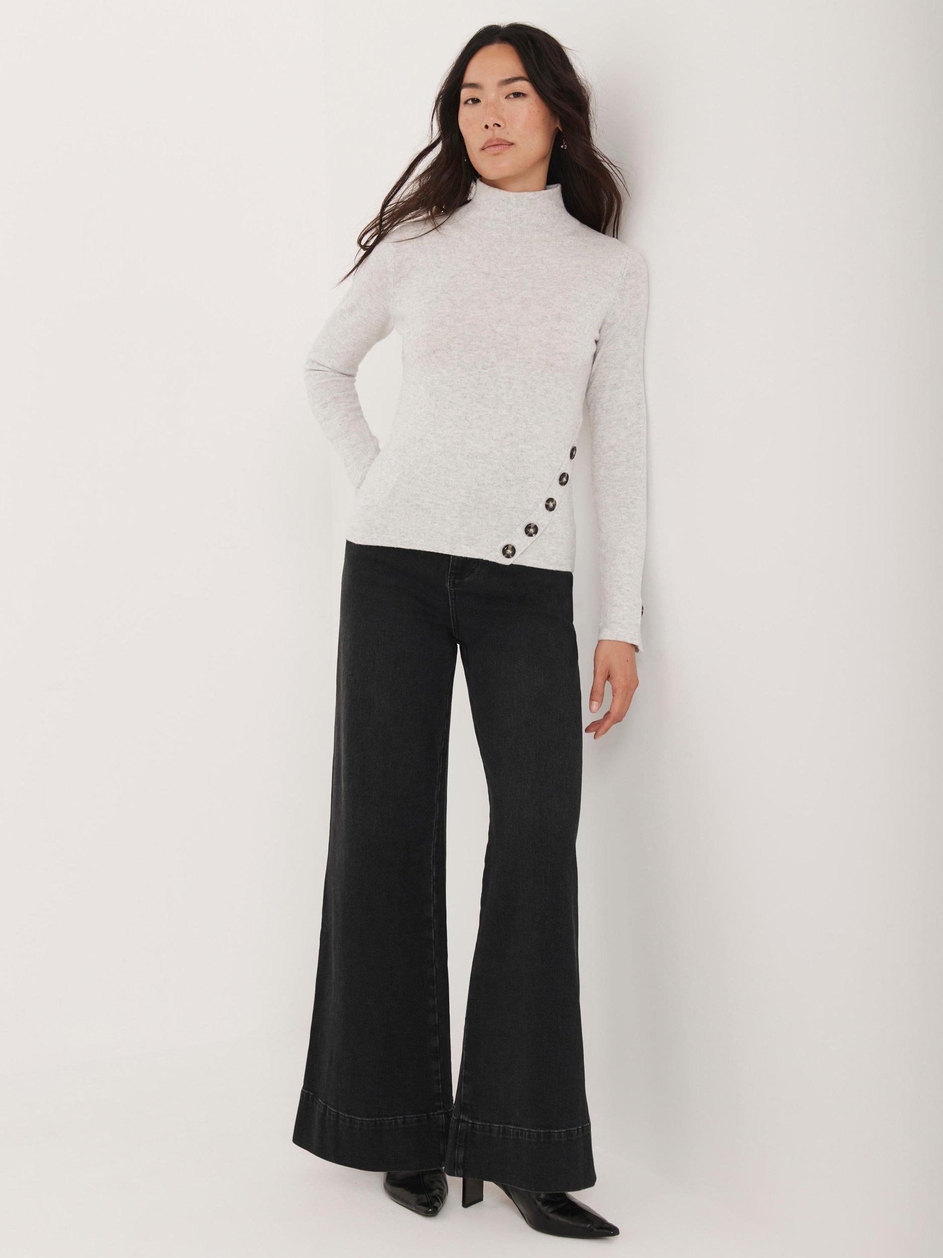 Product image 3 of 8, which shows Mint Velvet Asymmetric Button Detail Top, Grey, L