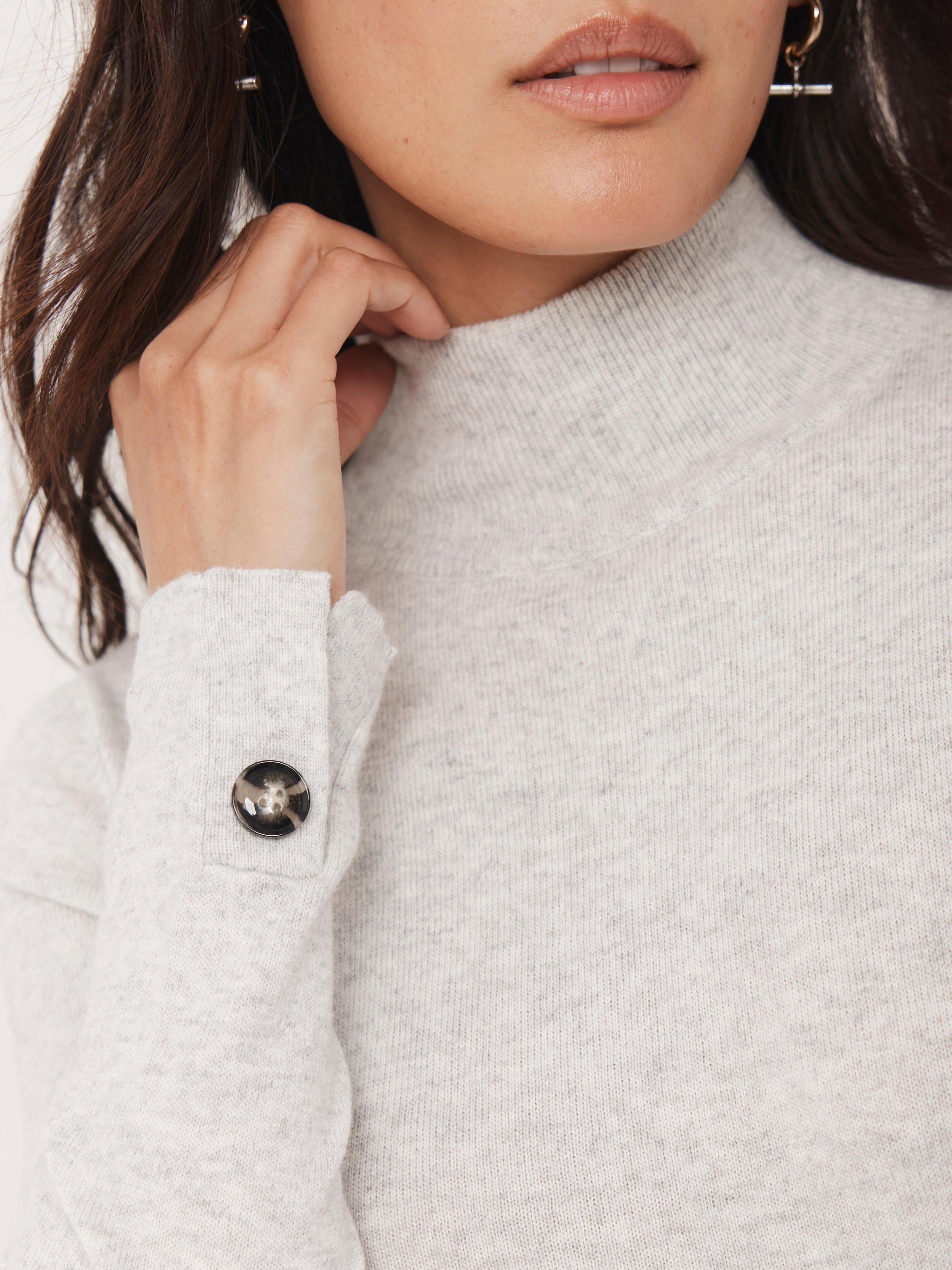 Product image 5 of 8, which shows Mint Velvet Asymmetric Button Detail Top, Grey, L