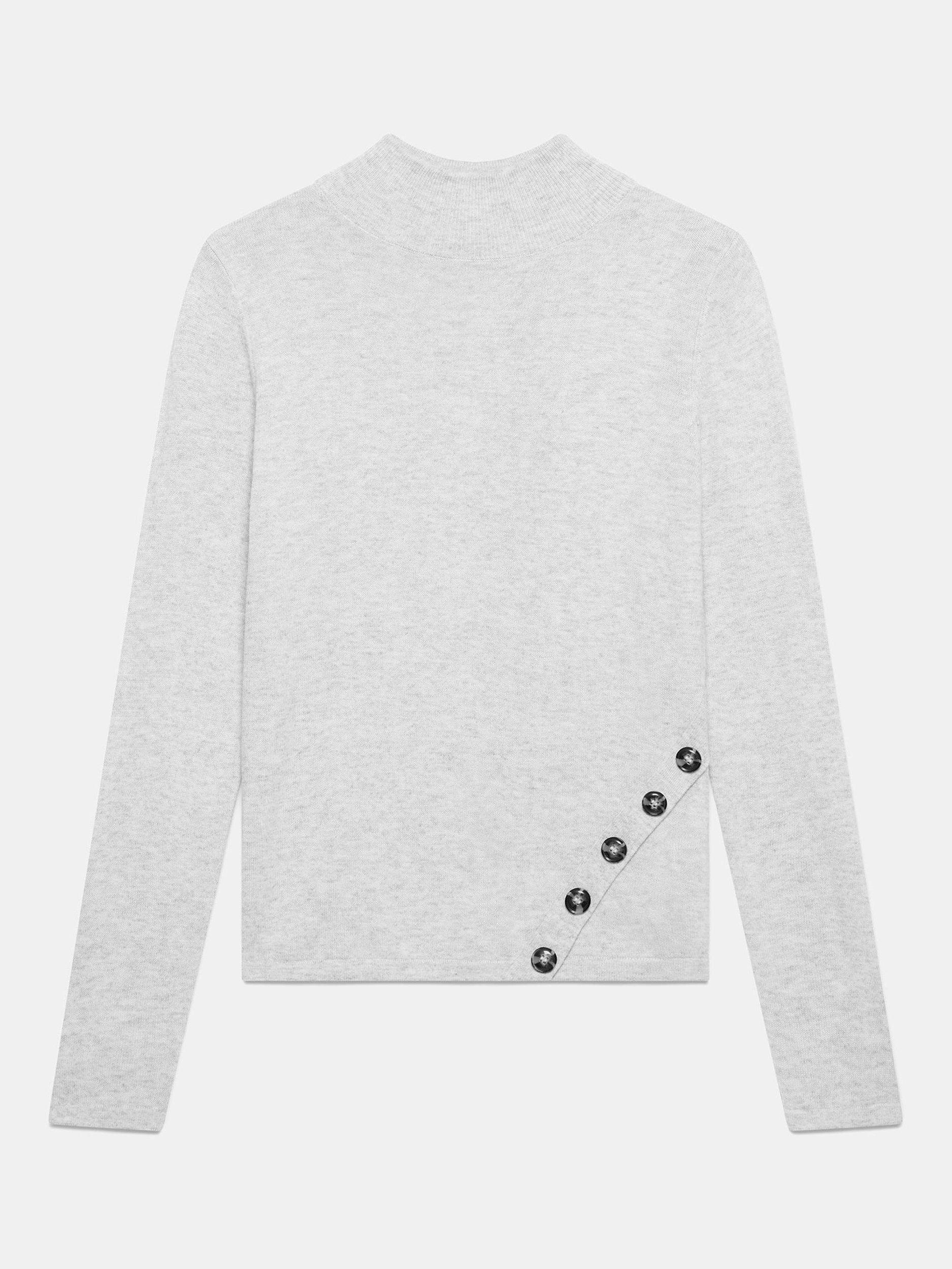 Product image 6 of 8, which shows Mint Velvet Asymmetric Button Detail Top, Grey, L