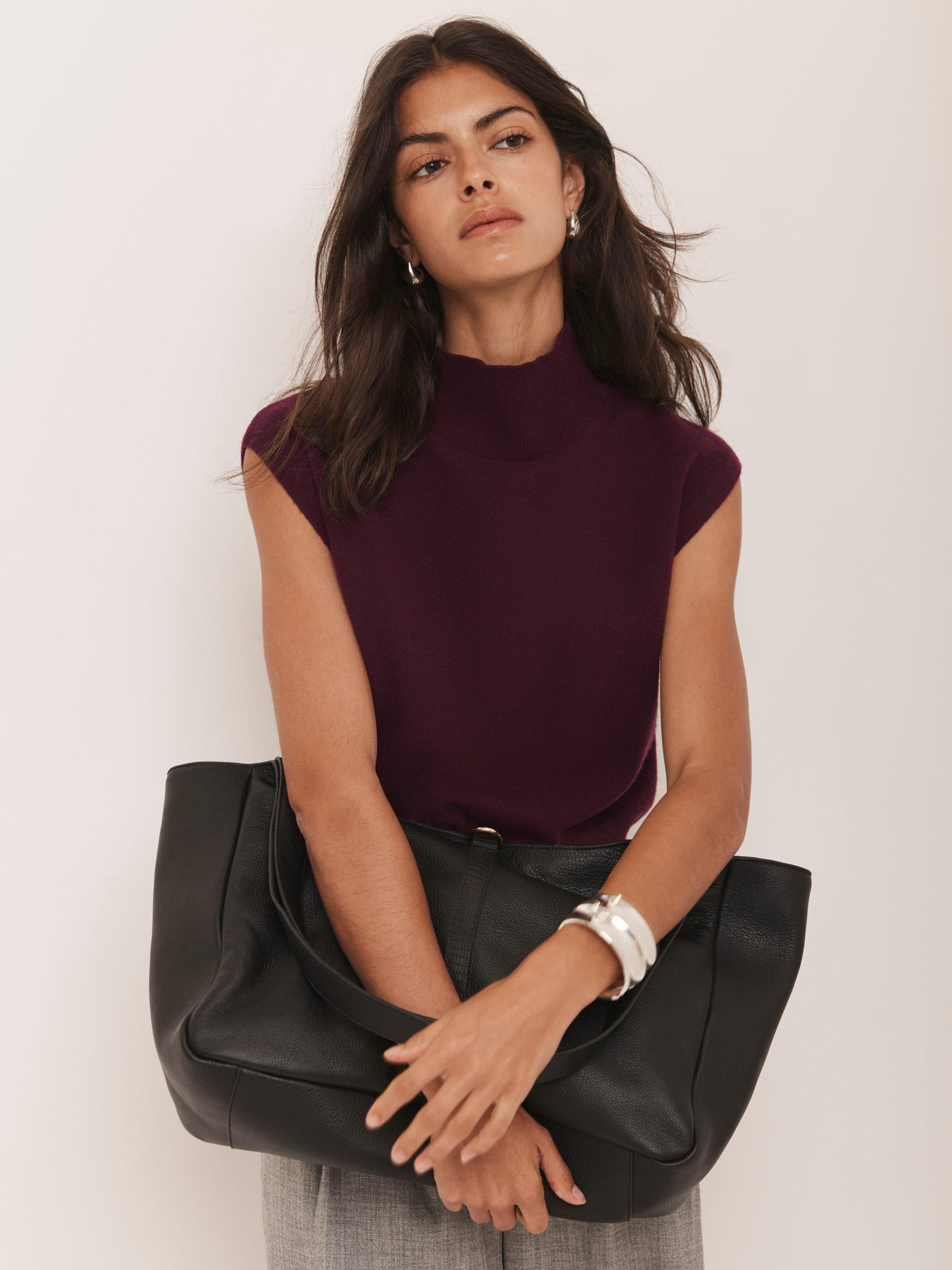 Mint Velvet High Neck Sleeveless Knit Top, Burgundy