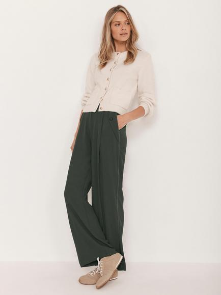 Mint Velvet Tailored Wide Leg Trousers, Green