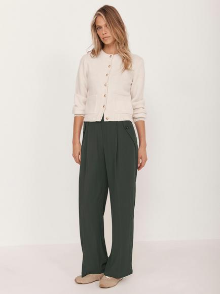 Mint Velvet Tailored Wide Leg Trousers - view 2, Green
