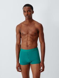 John Lewis Organic Cotton Button Fly Trunks, Pack of 3, Black, White, Green - view 2, Black,white,green