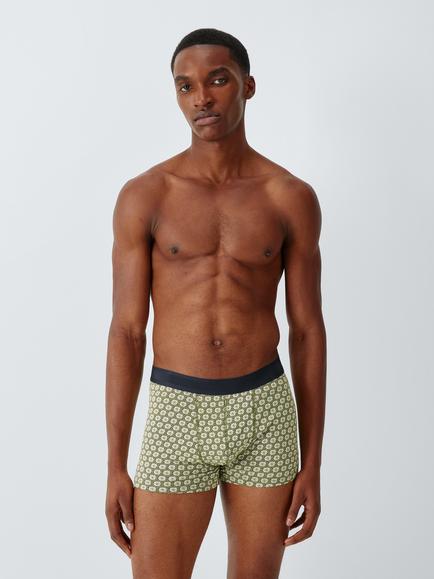 John Lewis Organic Cotton Geometric Pattern Trunks, Pack of 3, Black, Orange, Green - view 2, Black, Orange, Green