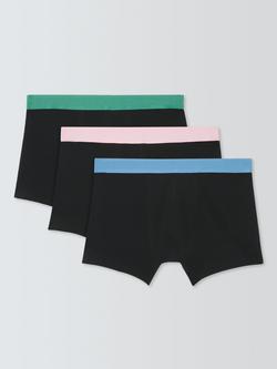 John Lewis Colour Band Trunks, Pack of 3, Black Black, Black Black