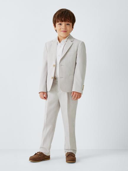 John Lewis Heirloom Collection Kids' Seersucker Stripe Jacket, Seersucker Stripe - view 2, Seersucker Stripe