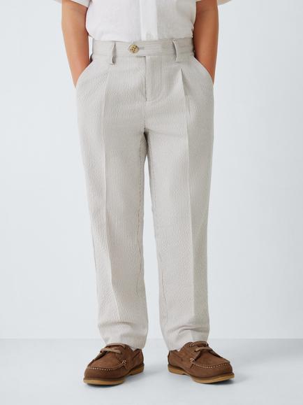 John Lewis Heirloom Collection Kids' Seersucker Stripe Tailored Trousers, Seersucker Stripe, Seersucker Stripe