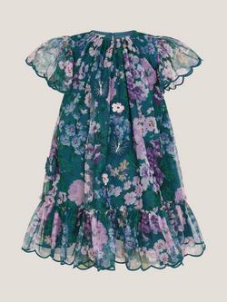 Monsoon Baby Organza Short Sleeved Swing Dress, Teal, Teal