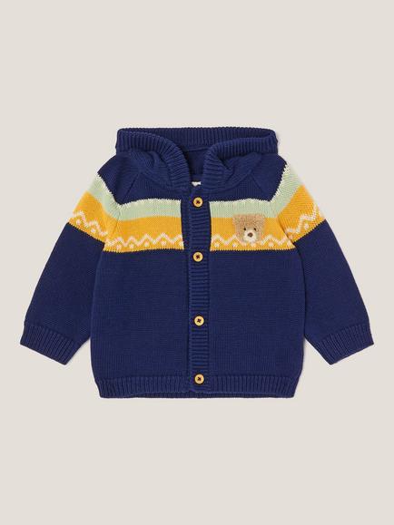 Monsoon Baby Newborn Bear Hoodie, Green/Multi, Green/Multi