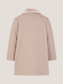 Monsoon Baby Heart Button Embroidered Pocket Coat, Oatmeal - view 2, Oatmeal