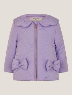 Monsoon Baby Quilted Puffer Jacket, Lilac, Lilac