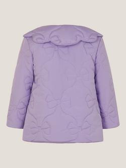 Monsoon Baby Quilted Puffer Jacket, Lilac - view 2, Lilac