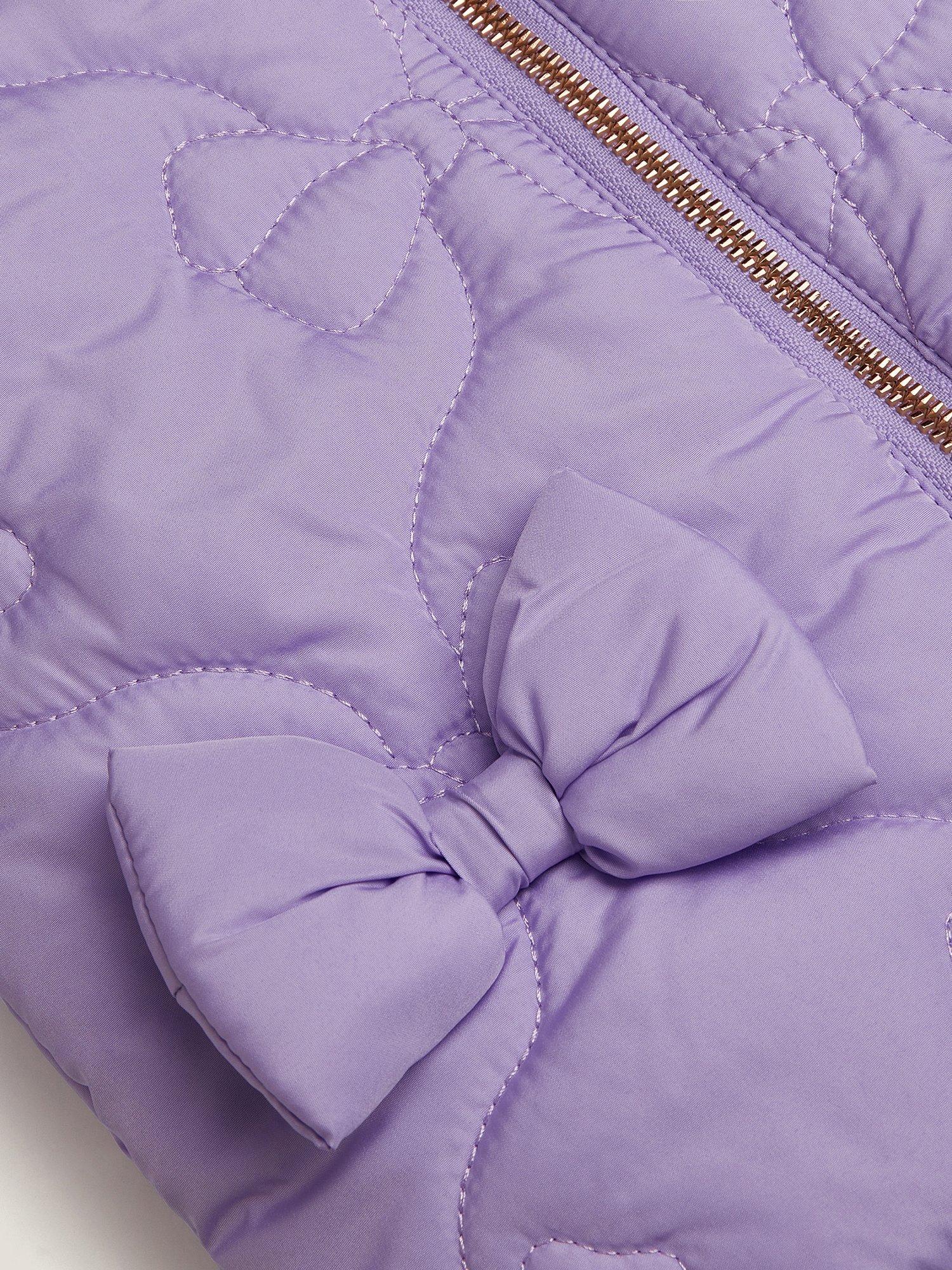 Product image 3 of 3, which shows Monsoon Baby Quilted Puffer Jacket, Lilac, 3-6 months