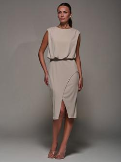 Jolie Moi Draped Wrap Bodycon Dress, Taupe, Taupe