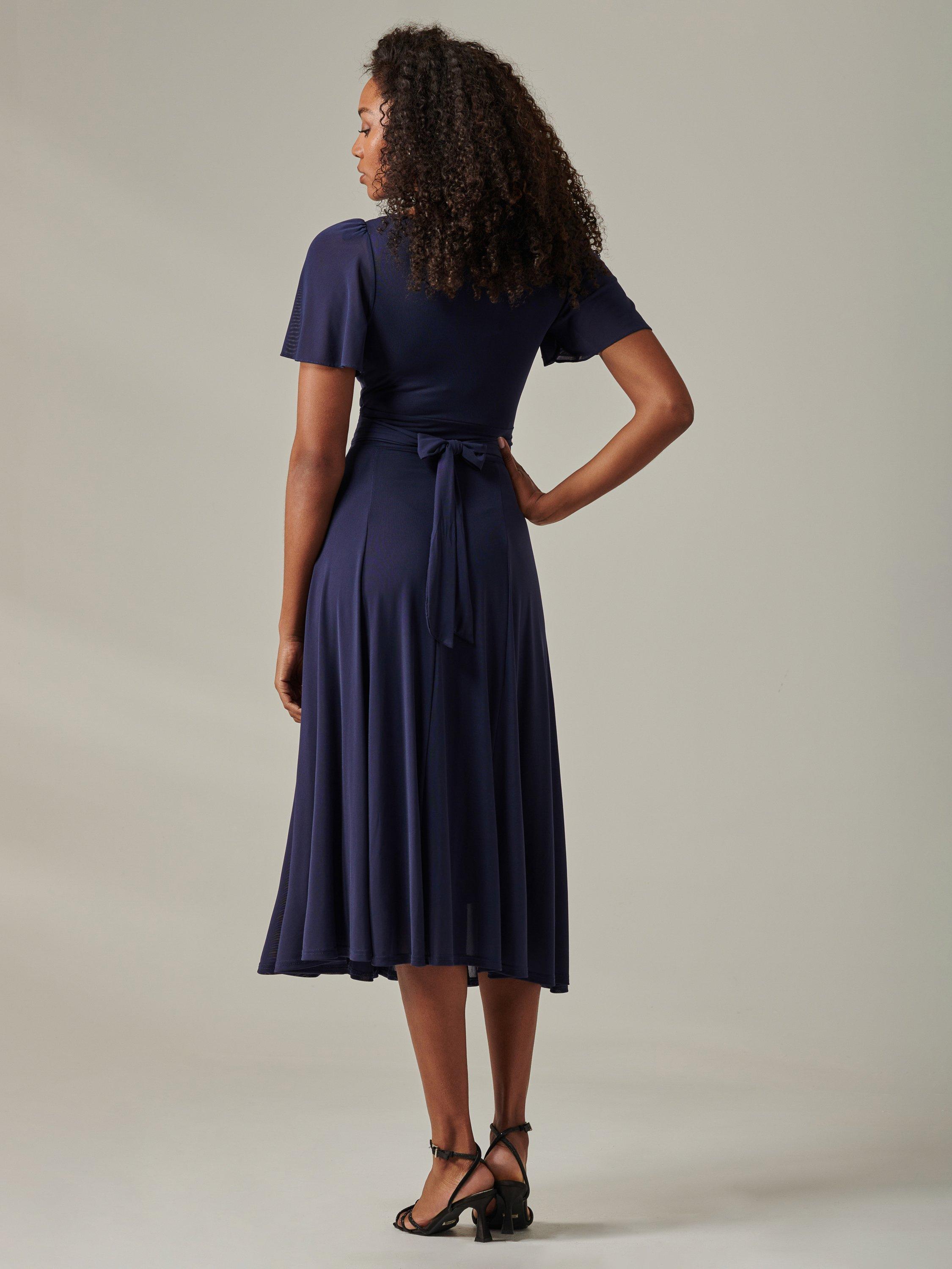 Product image 2 of 7, which shows Jolie Moi Floaty Sleeve Midaxi Dress, Navy, 8