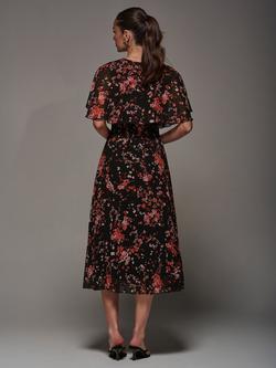 Jolie Moi Floral Pleated Maxi Dress, Black Red Floral - view 2, Black Red Floral