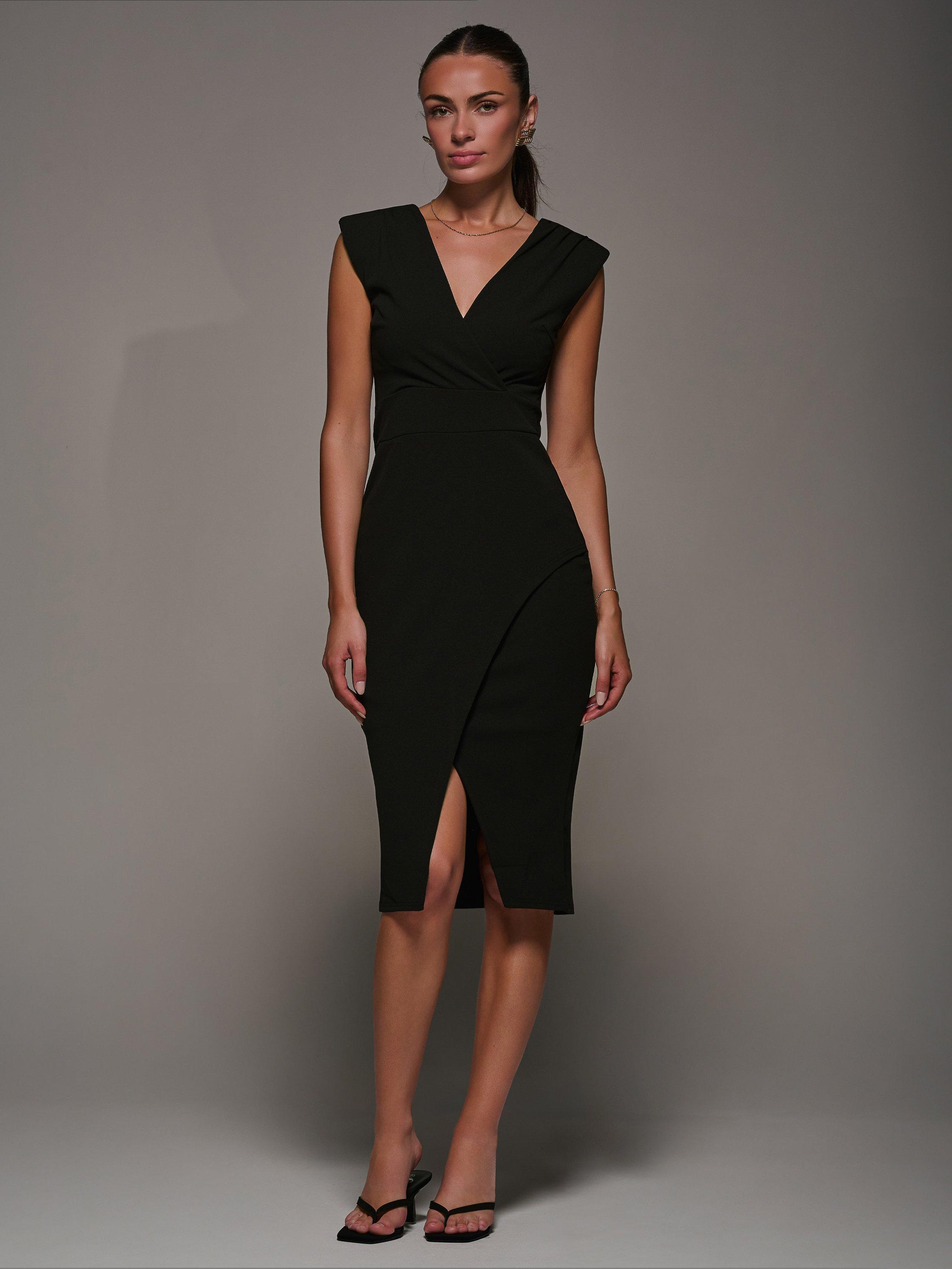 Product image 3 of 7, which shows Jolie Moi Split Hem Bodycon Dress, Black, 8