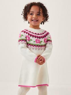Monsoon Baby Fair Isle Jumper Dress, Ivory, Ivory