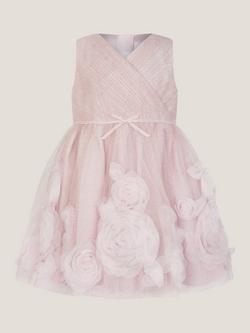 Monsoon Baby Glinda Sleeveless Applique Flower Party Dress, Pale Pink, Pale Pink