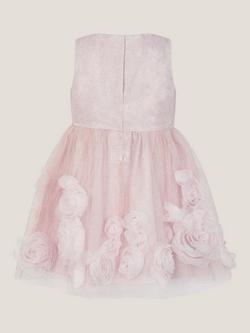 Monsoon Baby Glinda Sleeveless Applique Flower Party Dress, Pale Pink - view 2, Pale Pink