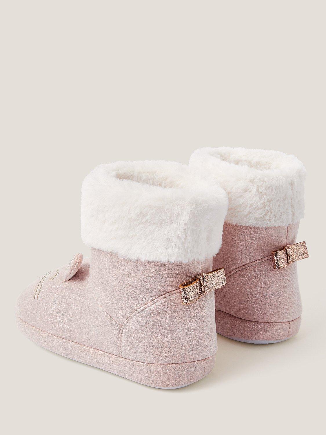 Product image 3 of 3, which shows Monsoon Kids' Fluffy Bunny Slipper Boots, Pink, 4