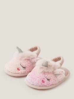 Monsoon Kids' Unicorn Borg Slippers, Multi - view 2, Multi