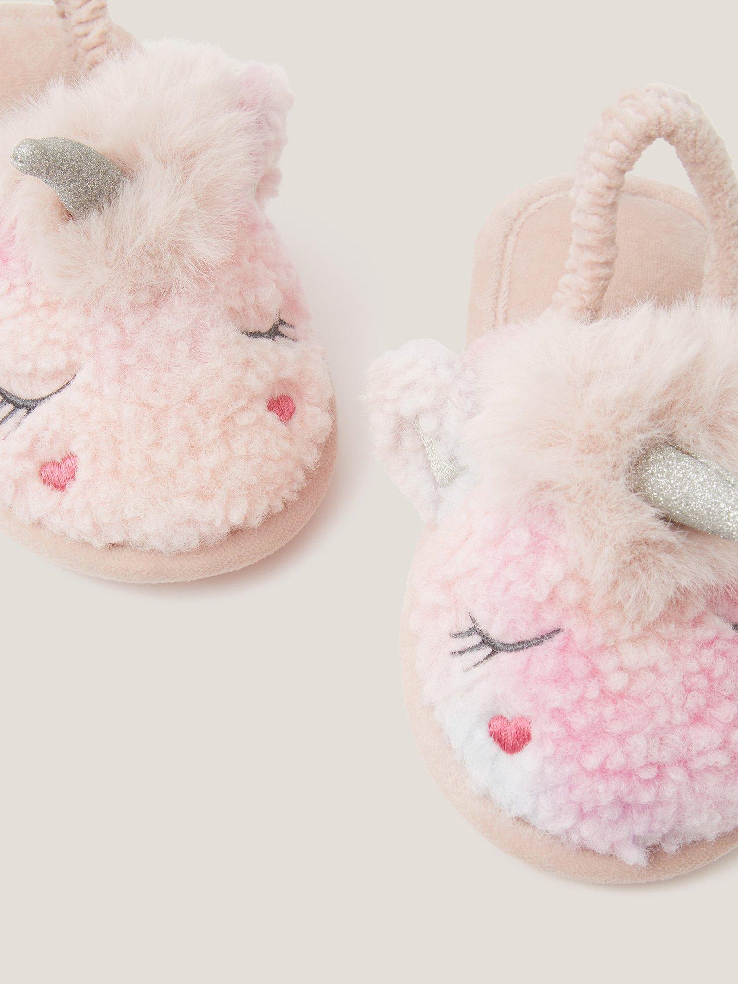 Product image 3 of 3, which shows Monsoon Kids' Unicorn Borg Slippers, Multi, 7
