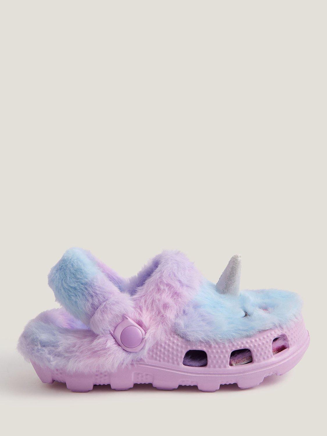 Product image 1 of 3, which shows Monsoon Kids' Faux Fur Unicorn Slipper Clogs, Multi, 7 Jnr
