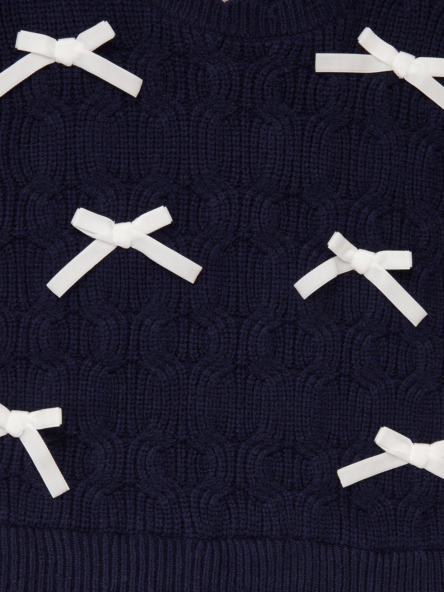 Product image 4 of 4, which shows Monsoon Kids' 2-in-1 Mesh Check Dress, Navy, 2-3 years