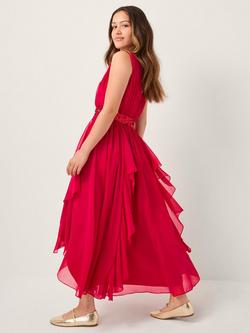 Monsoon Kids' Clemmie Sleeveless Sequin Belt Prom Dress, Red, Red