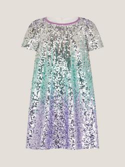 Monsoon Kids' Mermaid Ombre Dress, Multi - view 2, Multi