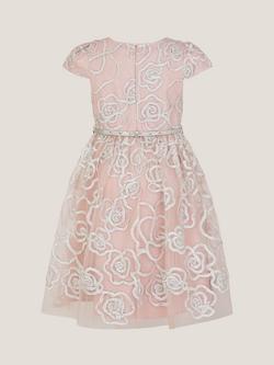 Monsoon Kids' Rose Tinsel Party Dress, Pink - view 2, Pink
