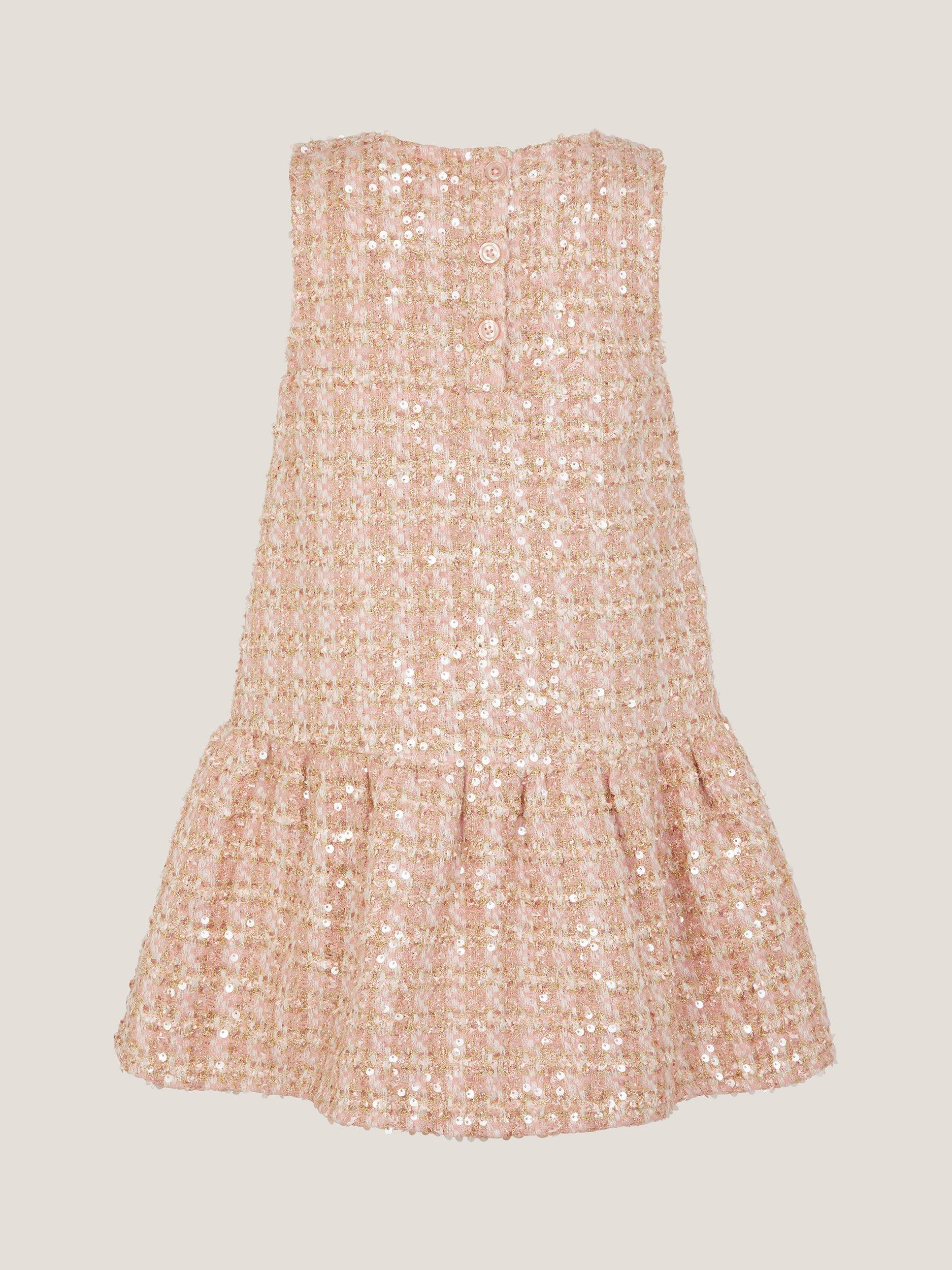pink tweed pinafore dress Tweed Dress for Women's Sleeveless Square Neck Button Up A-Line Pinafore  Overall Dresses