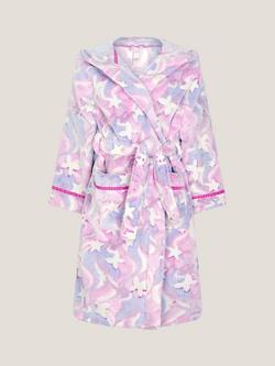 Monsoon Kids' Fleece Glow Unicorn Dressing Gown, Pink, Pink