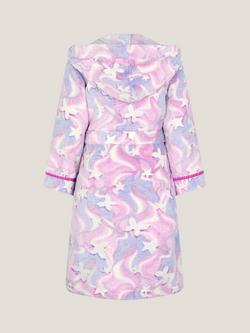 Monsoon Kids' Fleece Glow Unicorn Dressing Gown, Pink - view 2, Pink