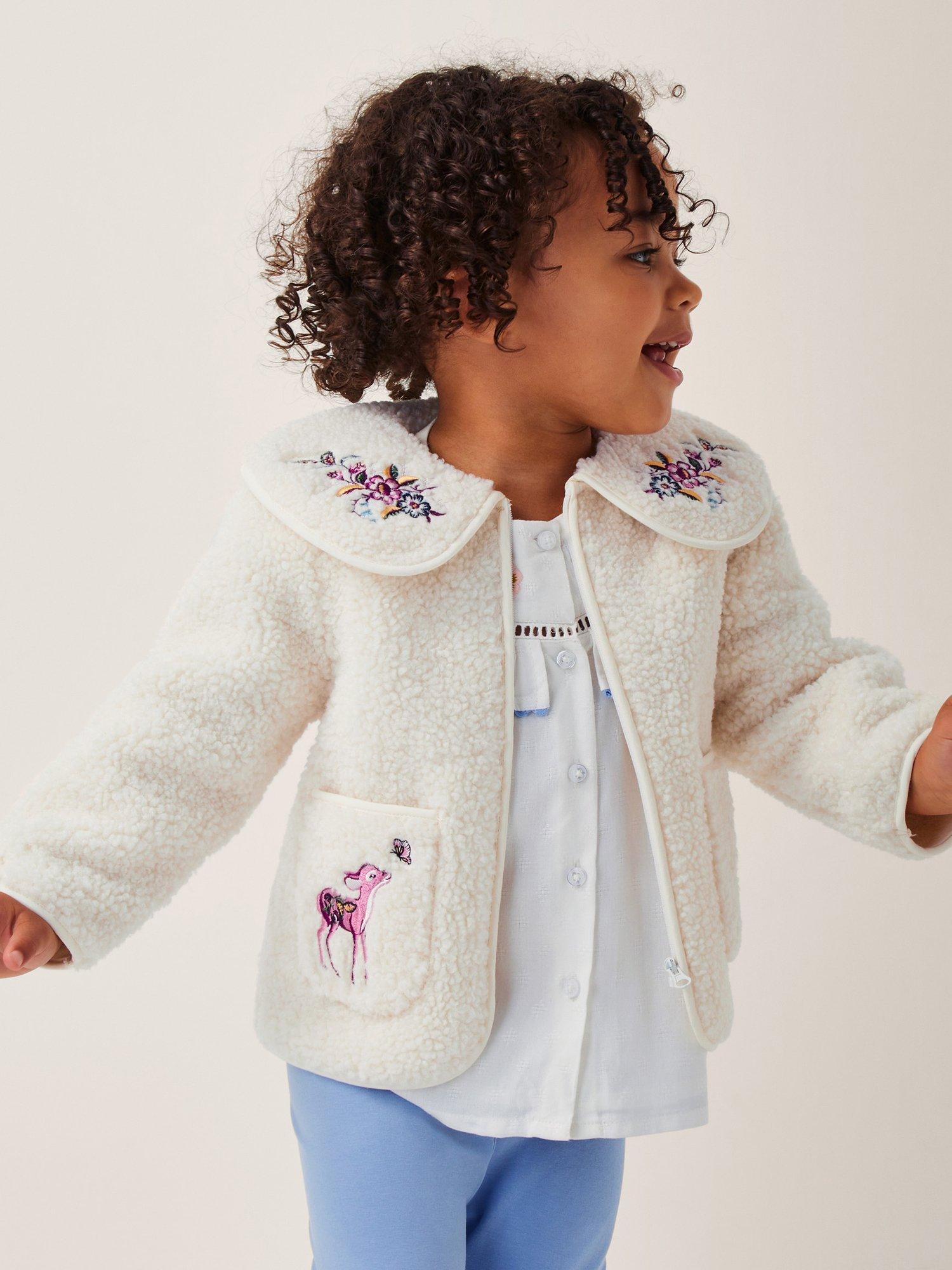 Product image 1 of 4, which shows Monsoon Kids' Baby Borg Fleece Jacket, Cream, 3-6 months