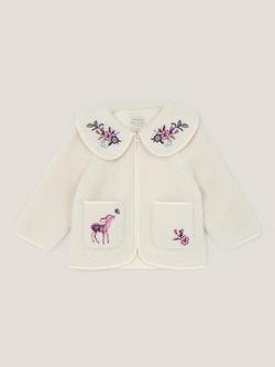 Monsoon Kids' Baby Borg Fleece Jacket, Cream - view 2, Cream