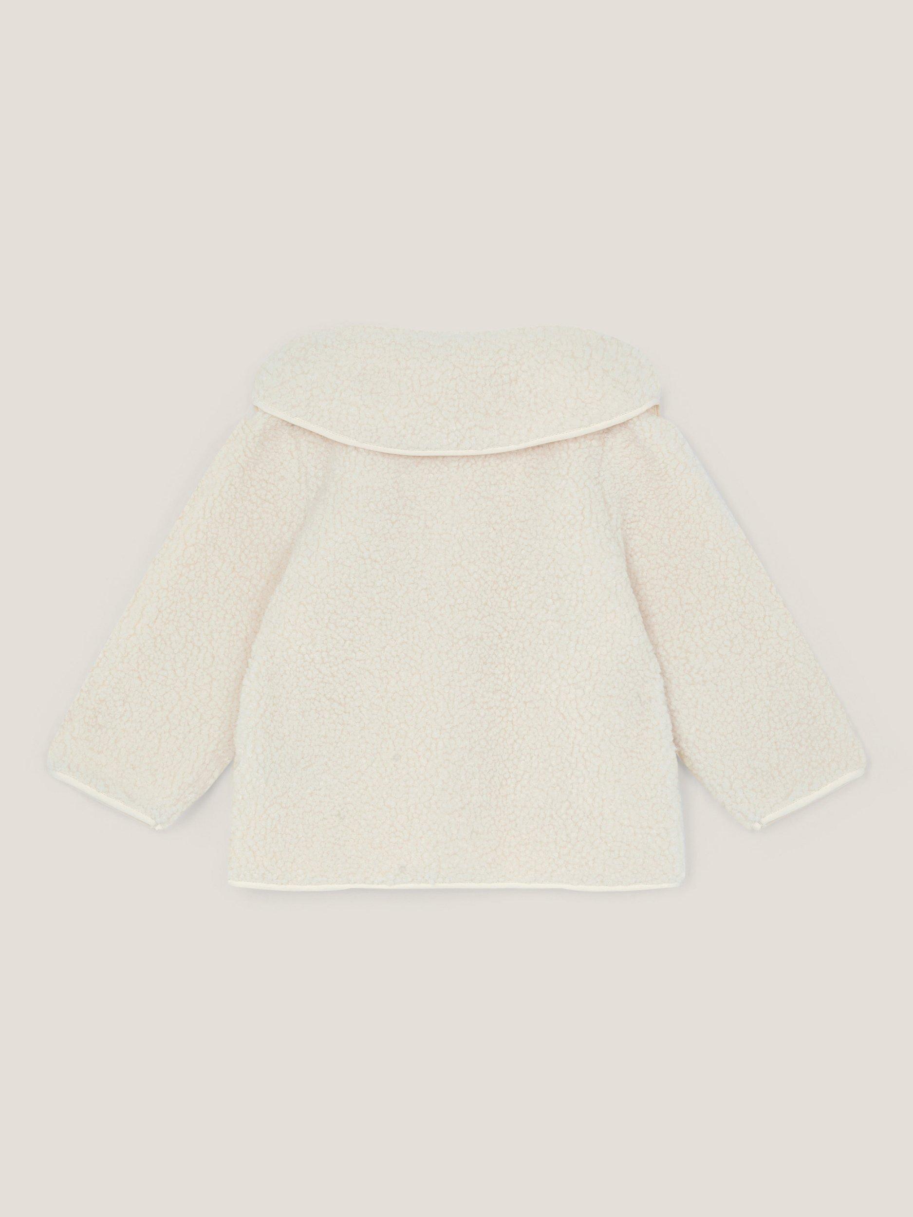 Product image 3 of 4, which shows Monsoon Kids' Baby Borg Fleece Jacket, Cream, 3-6 months