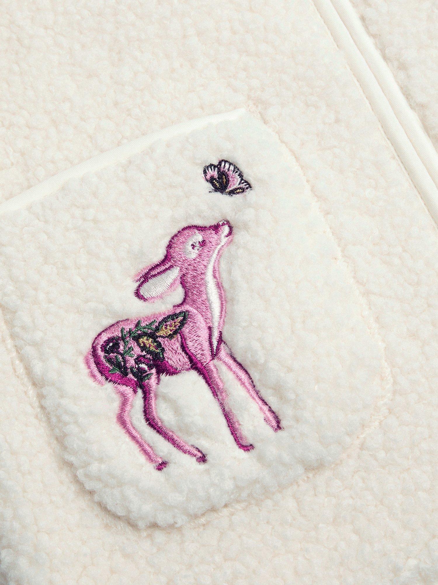 Product image 4 of 4, which shows Monsoon Kids' Baby Borg Fleece Jacket, Cream, 3-6 months