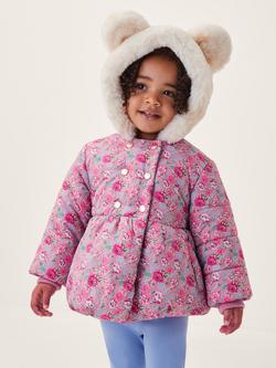 Monsoon Baby Double Breasted Padded Dolly Coat, Pink, Pink