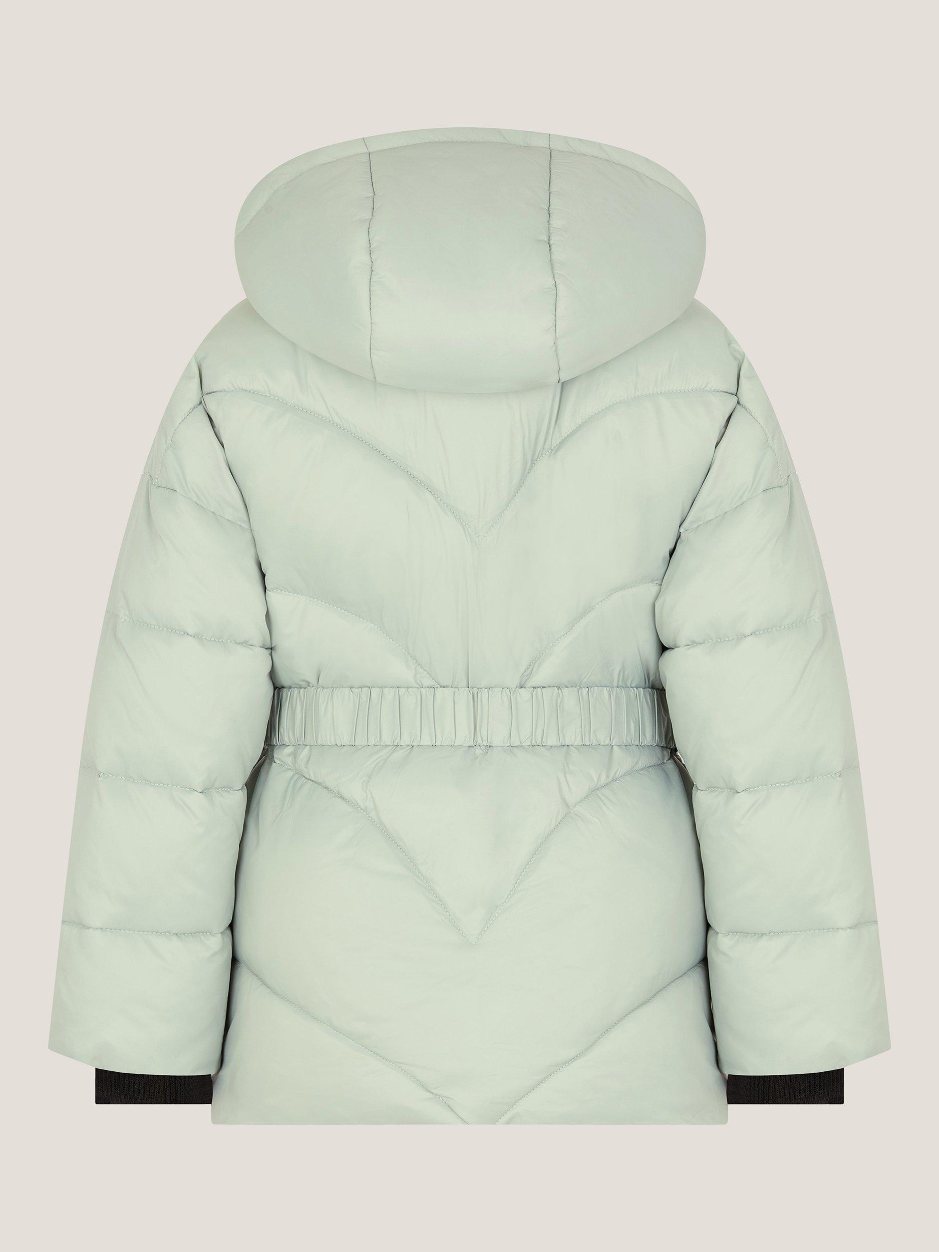 Product image 3 of 4, which shows Monsoon Kids' Belted Puffer Coat, Sage, 3-4 years
