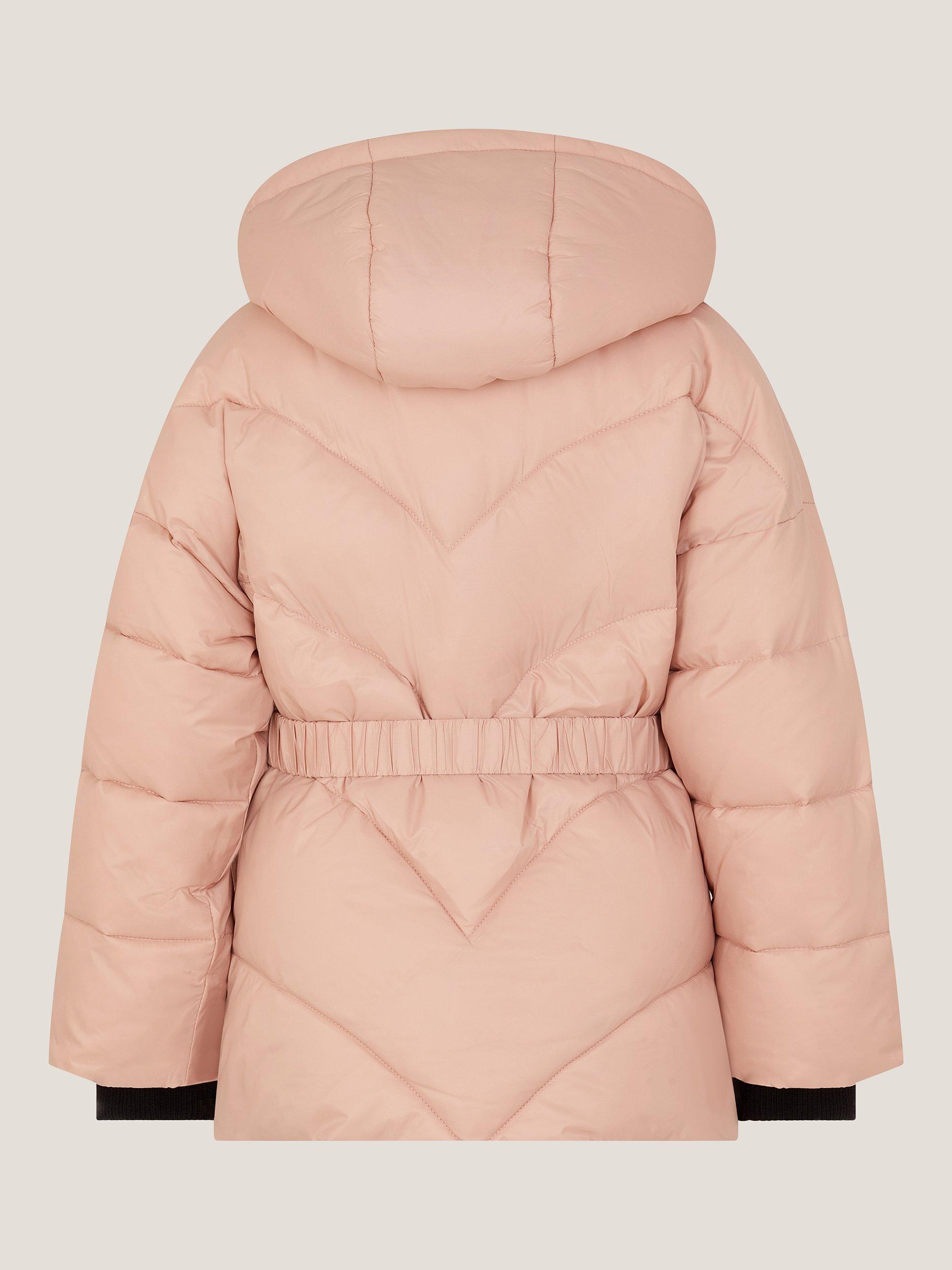Product image 3 of 3, which shows Monsoon Kids' Belted Puffer Coat, Pink, 3-4 years
