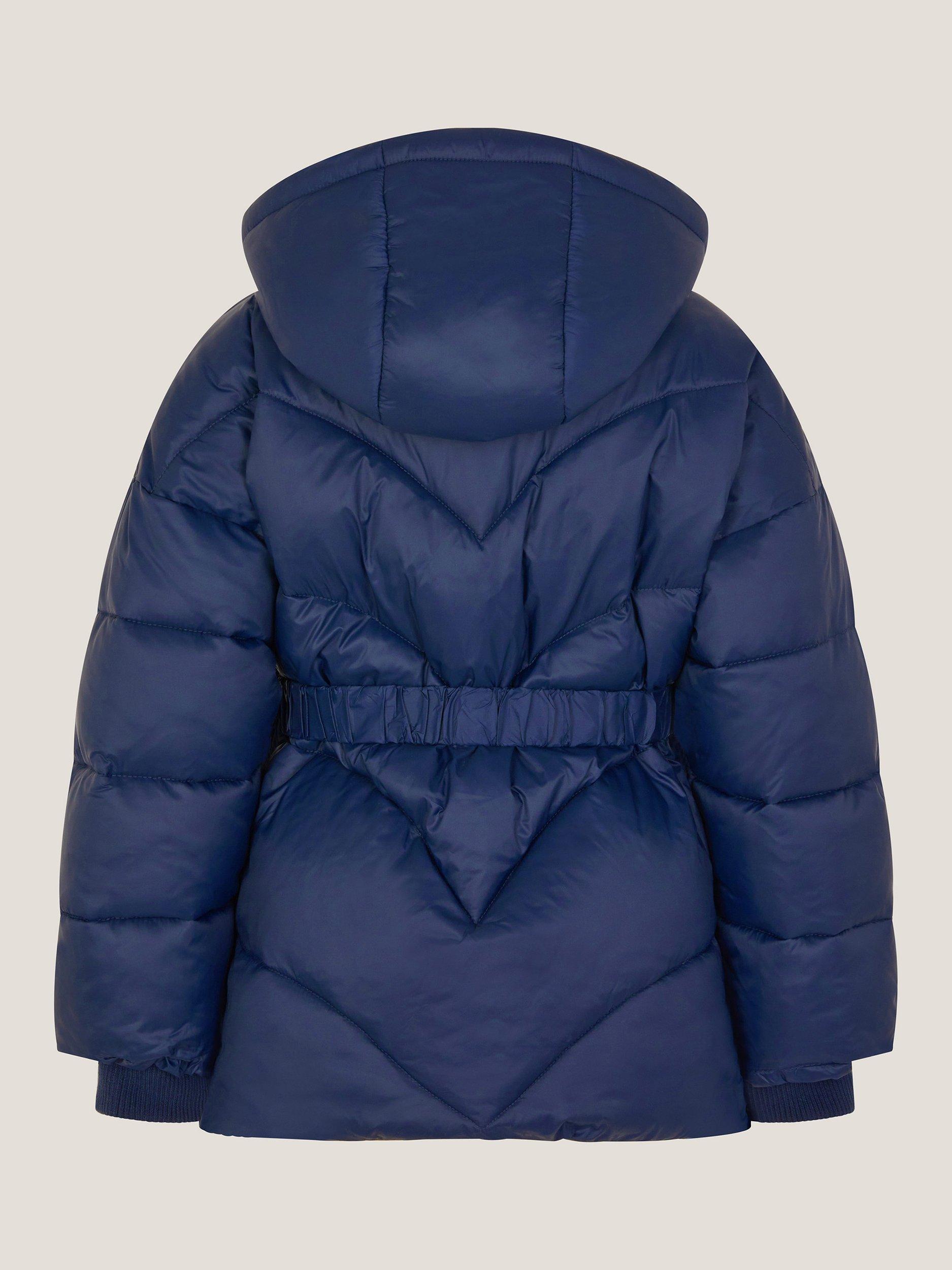 Product image 3 of 4, which shows Monsoon Kids' Belted Puffer Coat, Navy, 3-4 years