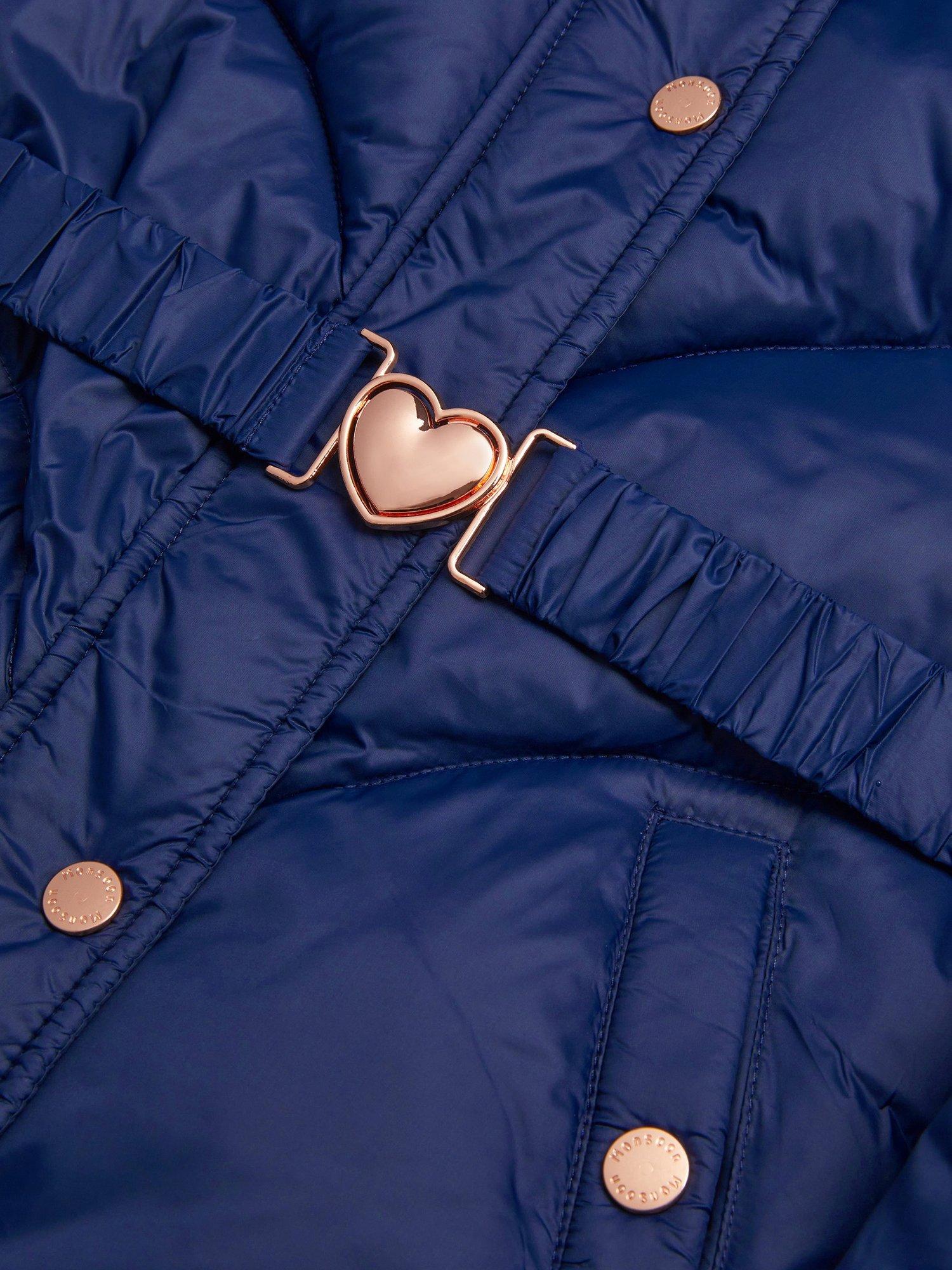Product image 4 of 4, which shows Monsoon Kids' Belted Puffer Coat, Navy, 3-4 years
