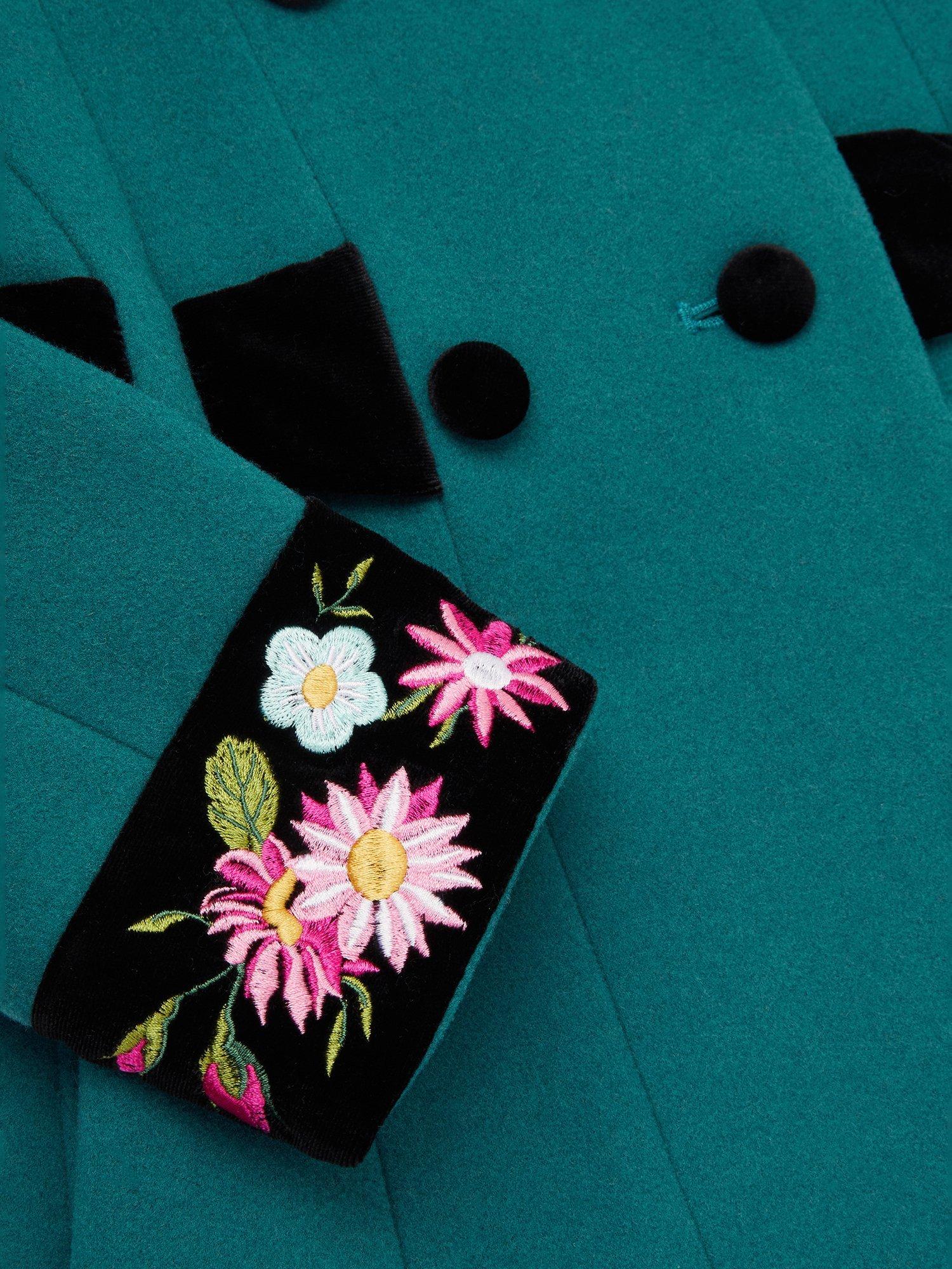 Product image 4 of 4, which shows Monsoon Kids' Double Breasted Coat, Teal, 3-4 years