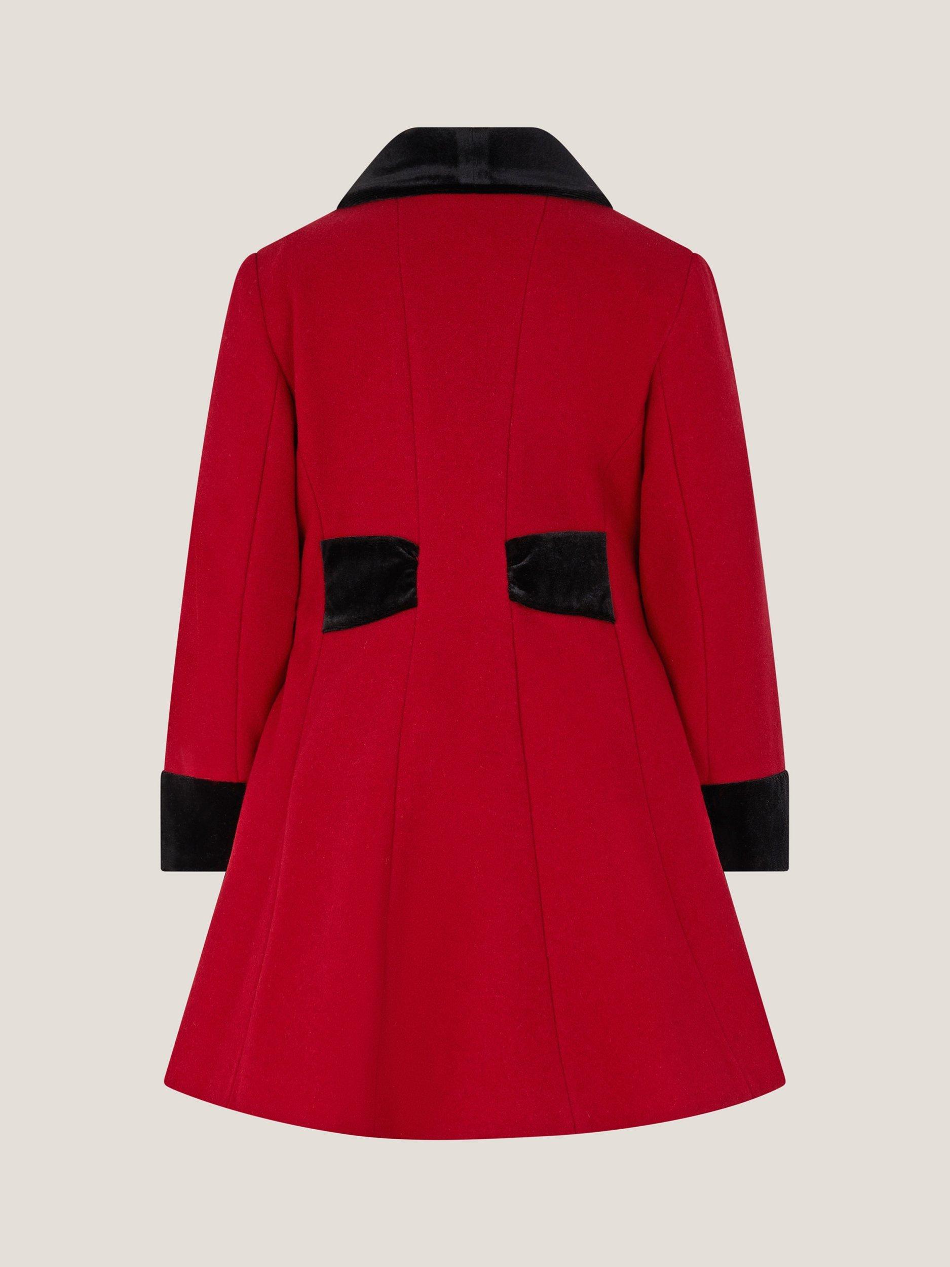 Product image 2 of 3, which shows Monsoon Kids' Double Breasted Coat, Red, 3-4 years