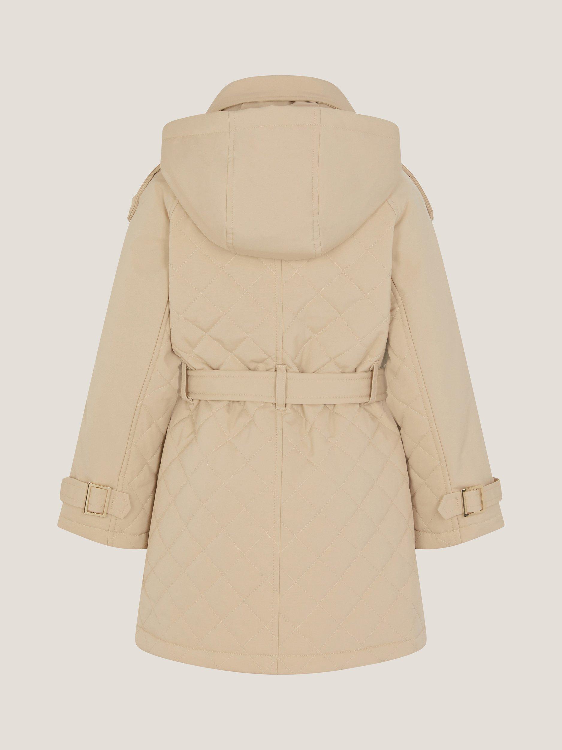Product image 3 of 4, which shows Monsoon Kids' Embroidered Double Breasted Trench Coat, Cream, 3-4 years